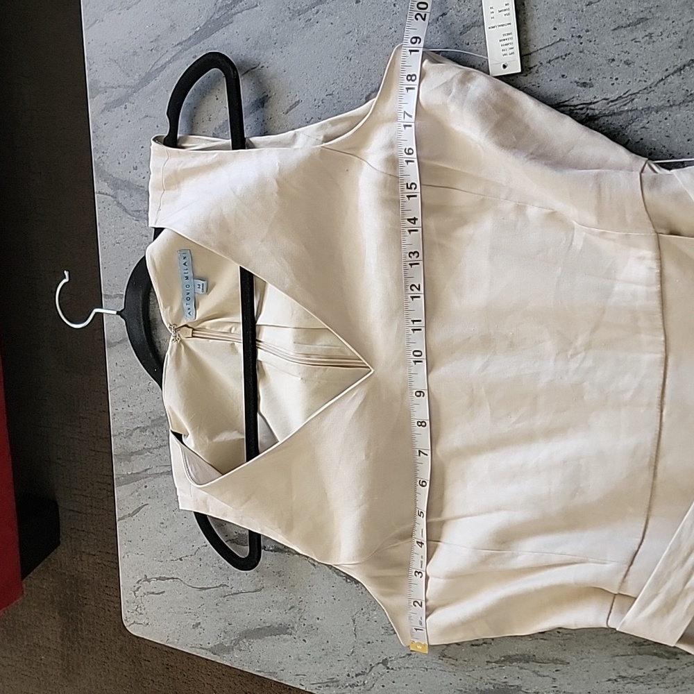 ANTONIO MELANI Natural Stretch Linen Eleanor Sleeveless Dress beige size 14 NWT - Picture 11 of 16